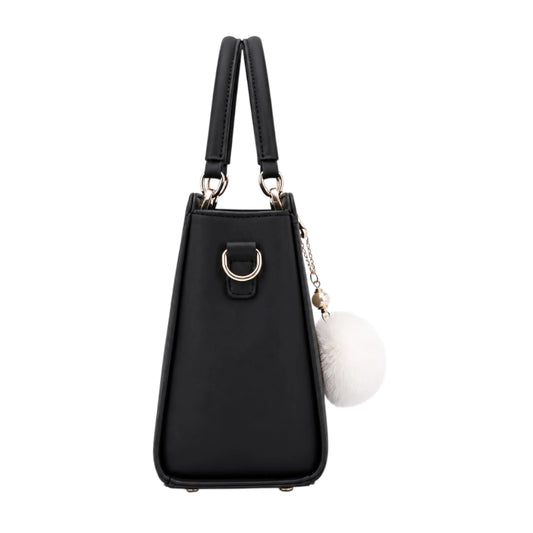 Zorra Midnight Charm Structured Leather Handbag - Black