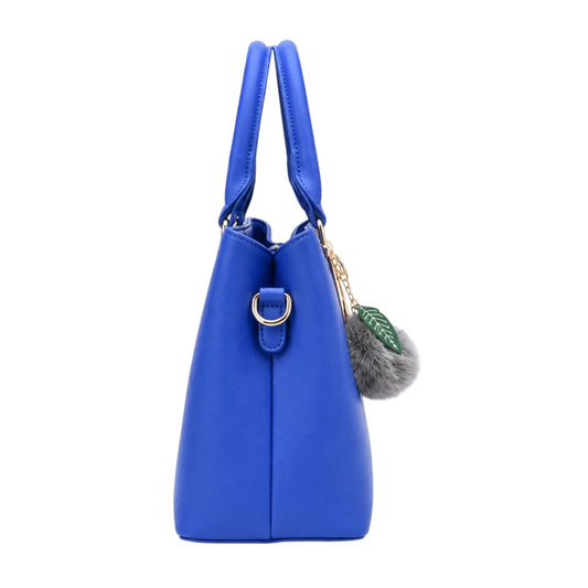 Zorra Sapphire Bloom Structured Leather Handbag - Blue