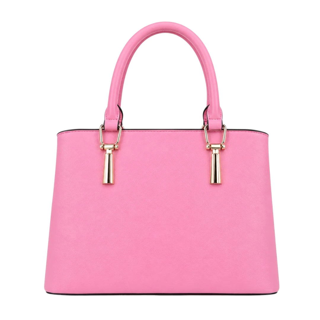 Zorra Blossom Charm Structured Leather Handbag for Women - Pink