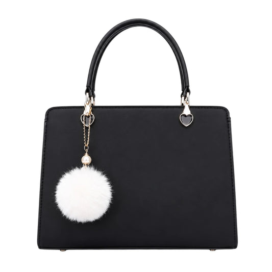 Zorra Midnight Charm Structured Leather Handbag - Black