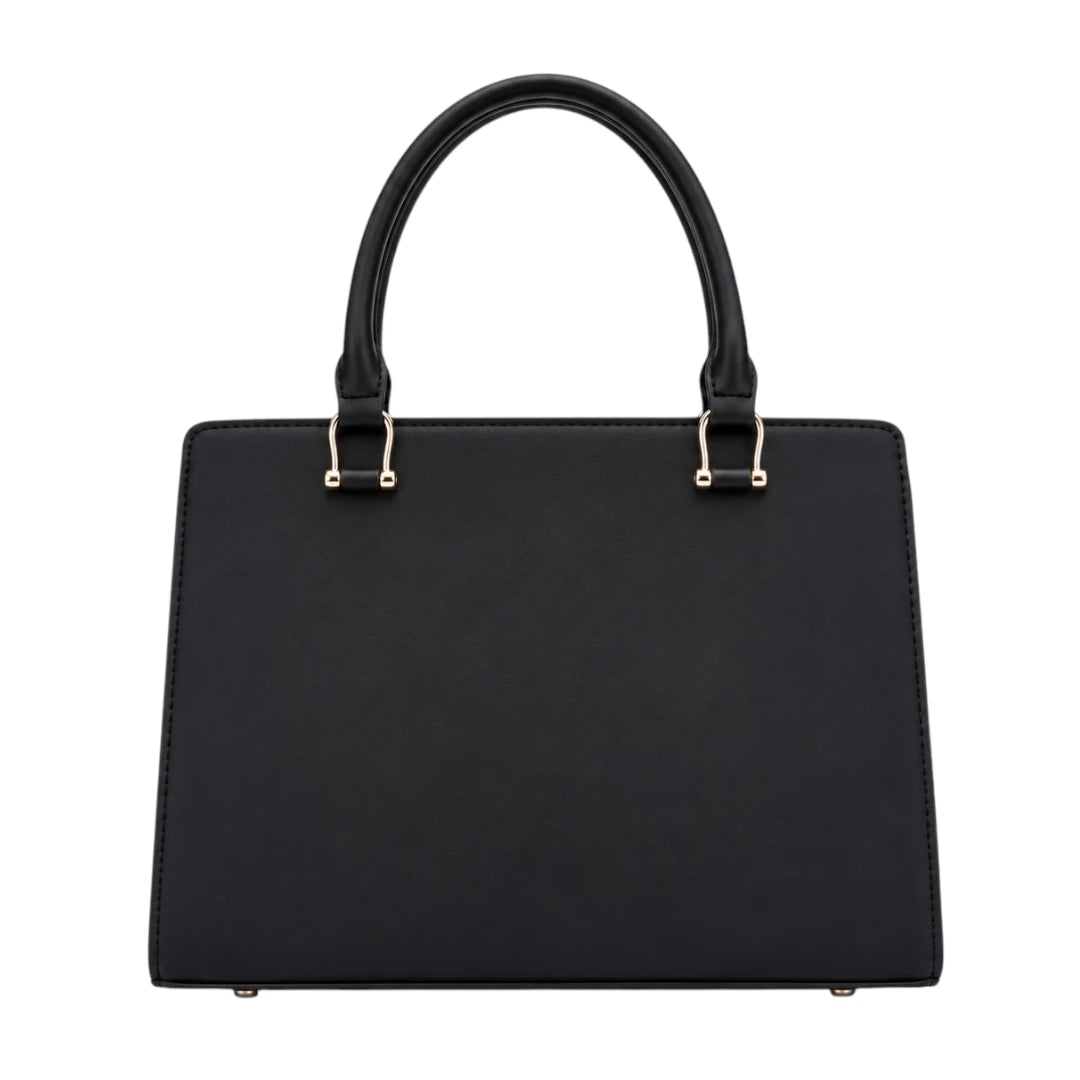 Zorra Midnight Charm Structured Leather Handbag - Black