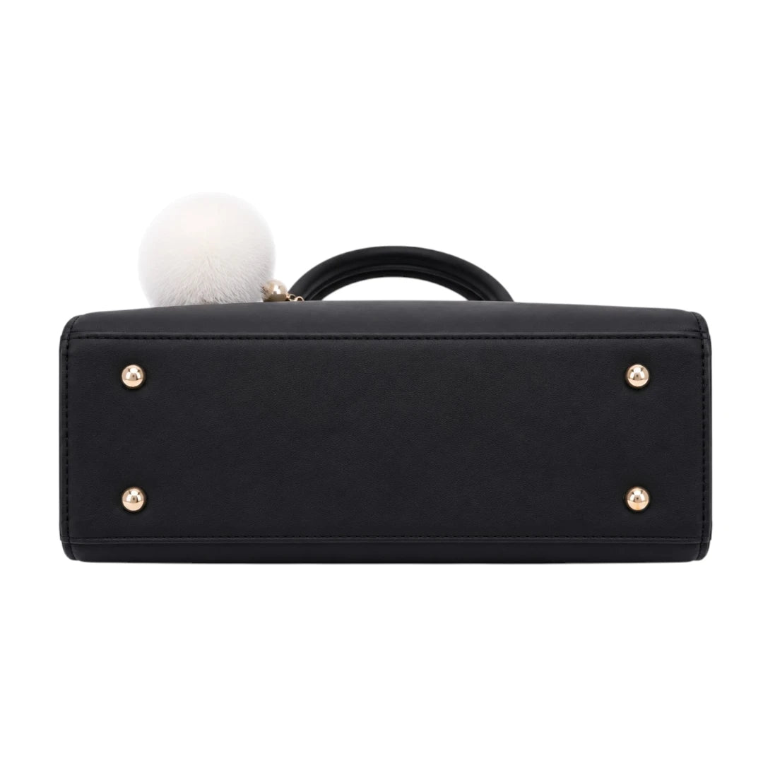 Zorra Midnight Charm Structured Leather Handbag - Black