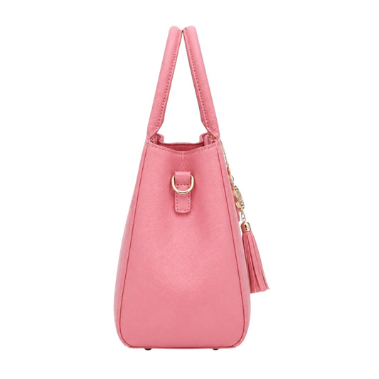 Zorra Rosewood Charm Structured Leather Handbag - Pink