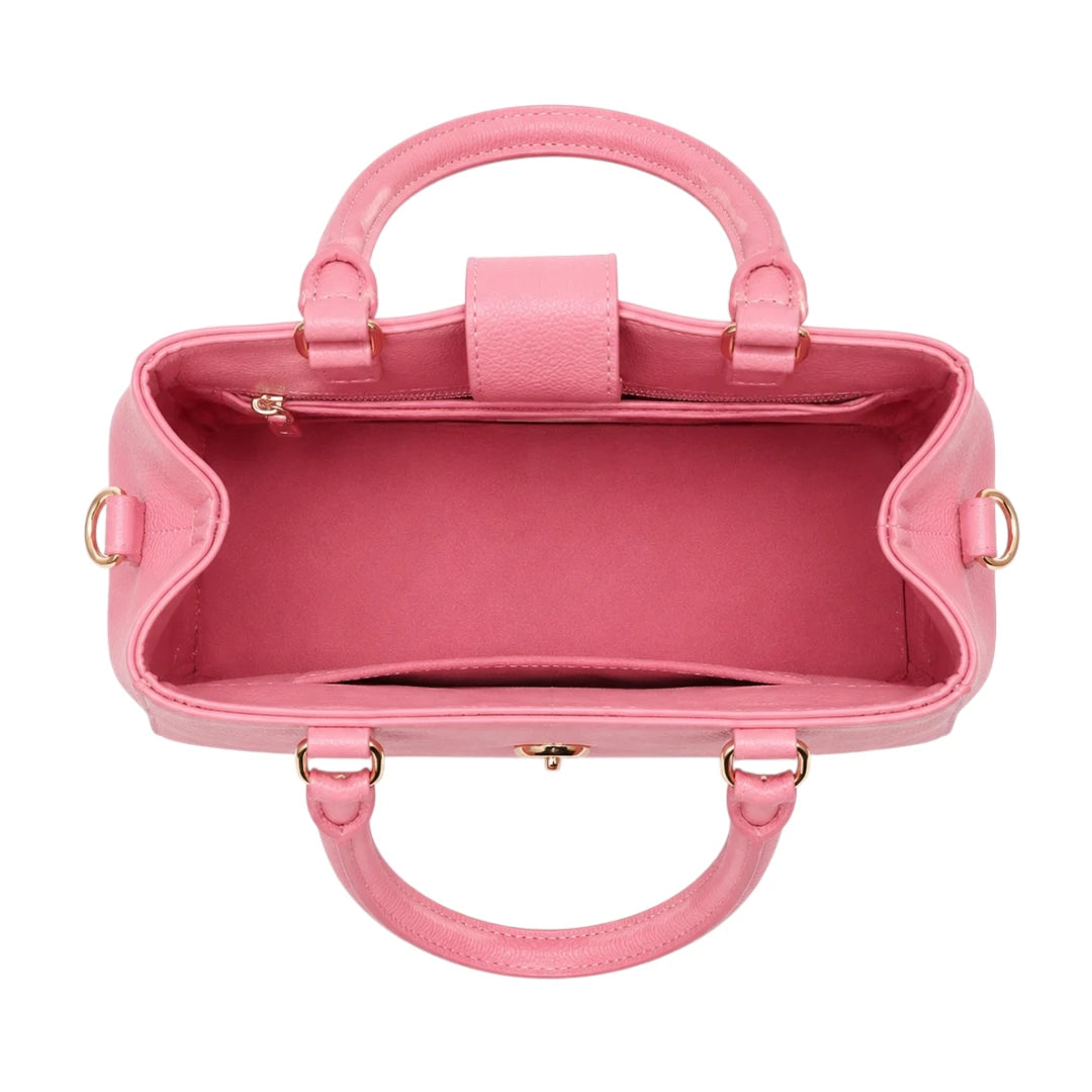 Zorra Rosewood Charm Structured Leather Handbag - Pink