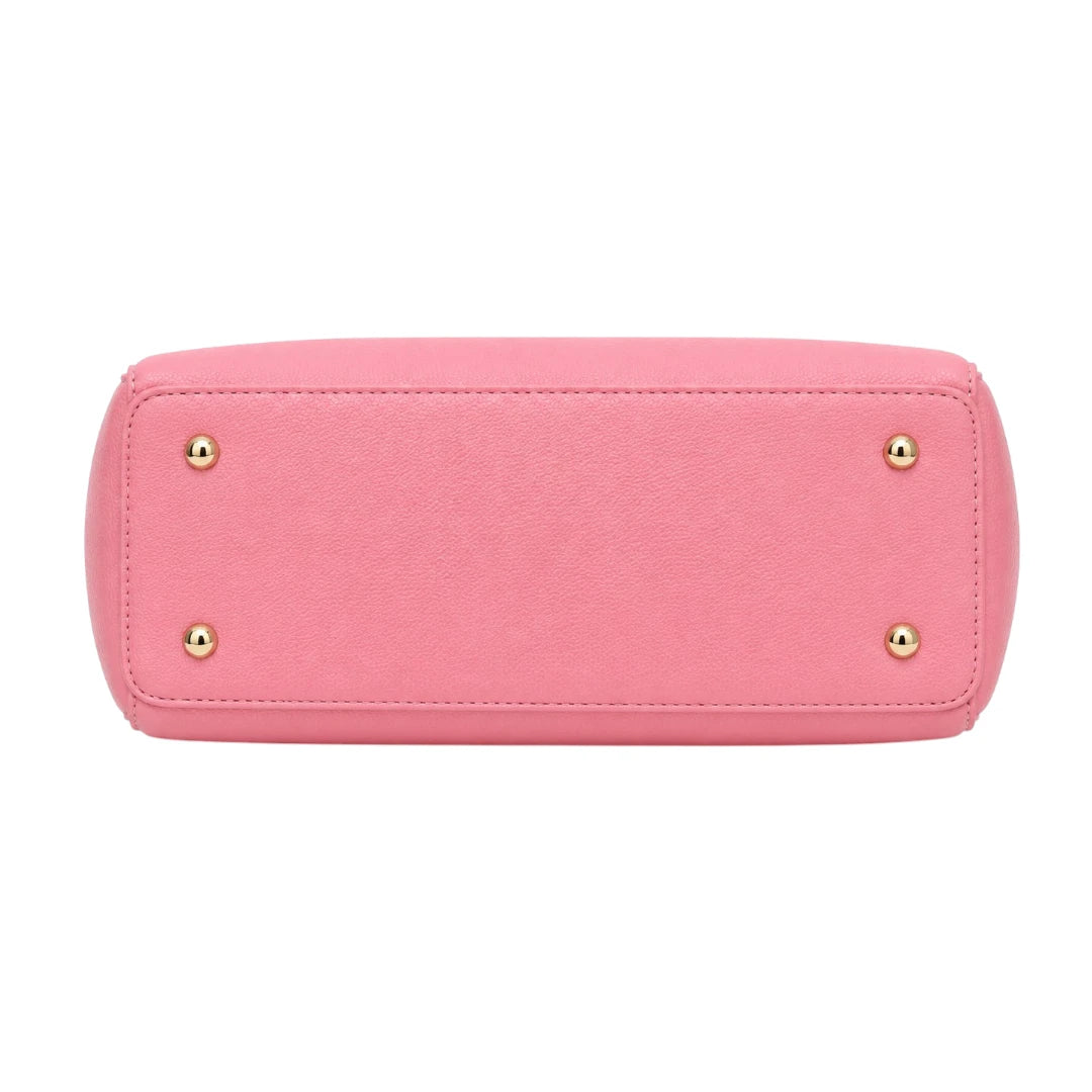 Zorra Rosewood Charm Structured Leather Handbag - Pink