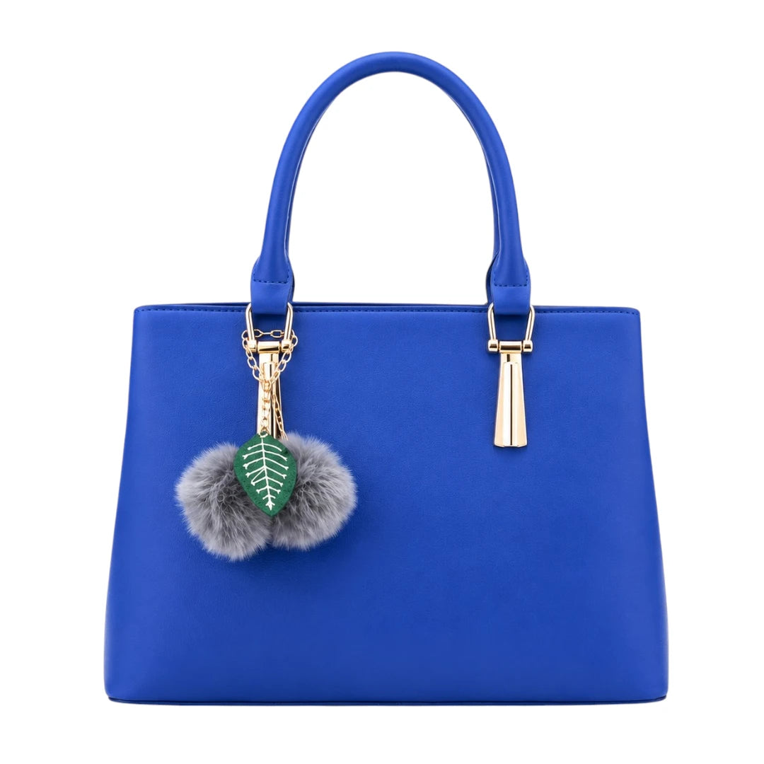 Zorra Sapphire Bloom Structured Leather Handbag - Blue