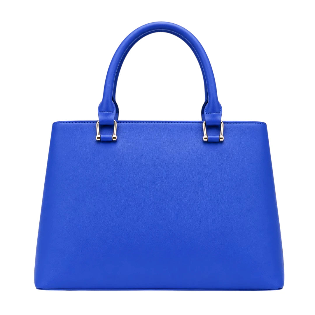 Zorra Sapphire Bloom Structured Leather Handbag - Blue