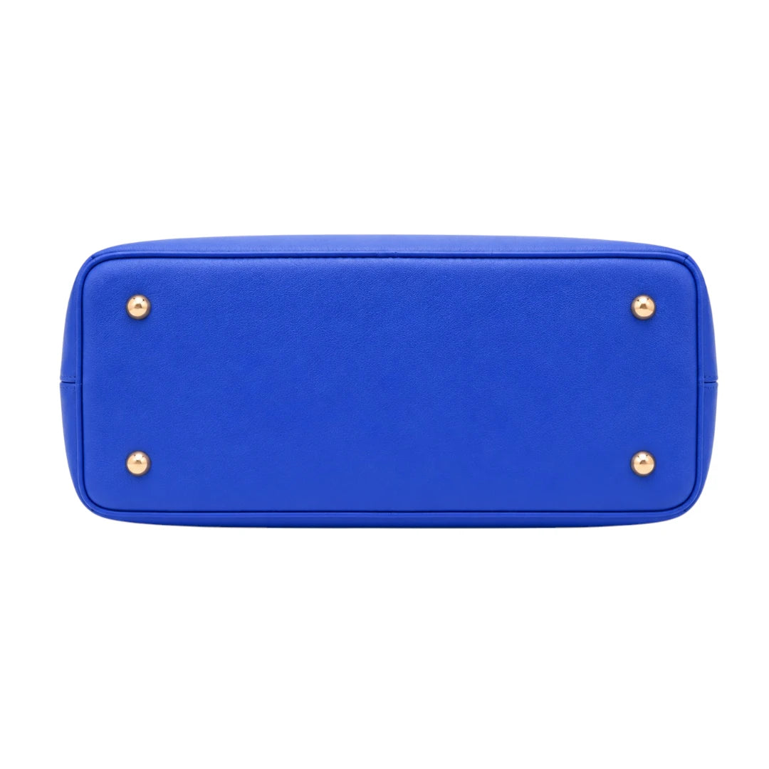 Zorra Sapphire Bloom Structured Leather Handbag - Blue